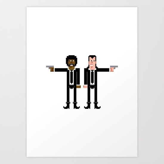 Pixel Pulp Fiction Characters Art Print