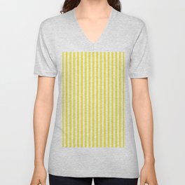 Summer Yellow and White Cabana Stripe V Neck T Shirt