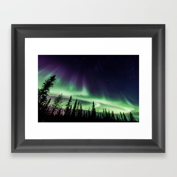 Aurora during geomagnetic storm in Yellowknife, Canada Framed Art Print