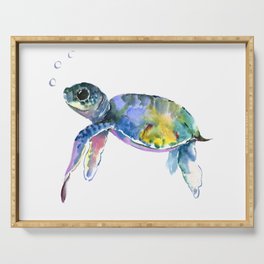 Sea Turtle, children artwork Illustration Serving Tray