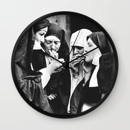 Smoking Nuns Wall Clock
