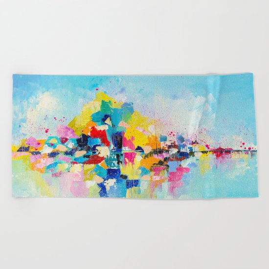 Island of happiness Beach Towel