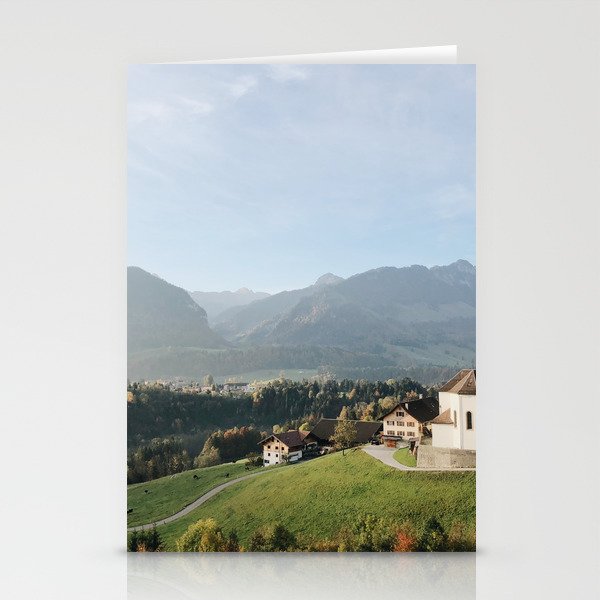 Cerniat Geneva Switzerland European Countryside Sunrise Dawn Stationery Cards