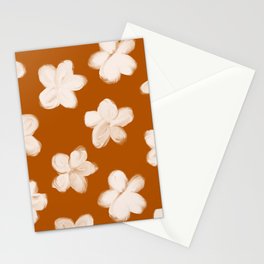 Retro 60s 70s Flowers over Neutral Earthy Brown Stationery Card