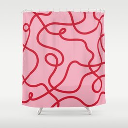 Abstract Lines pink and red Shower Curtain