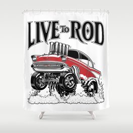 1957 CHEVY CLASSIC HOT ROD Shower Curtain