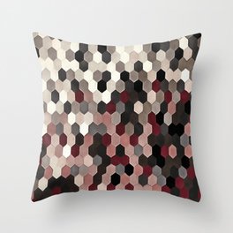 Hexagon Pattern In Gray and Burgundy Autumn Colors Throw Pillow