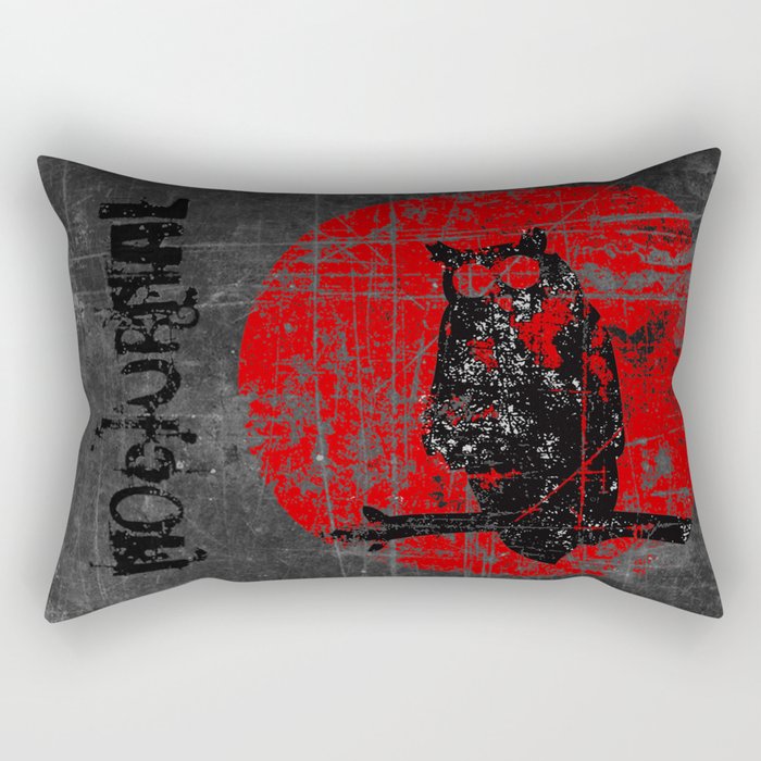 Nocturnal - Grunge Owl Rectangular Pillow