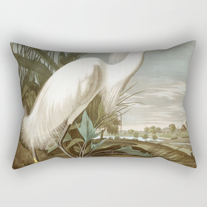Snowy heron, Birds of America, Audubon Plate 242 Rectangular Pillow