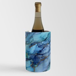 Mermaid Party Blue Marble Abstract Ink Wine Chiller