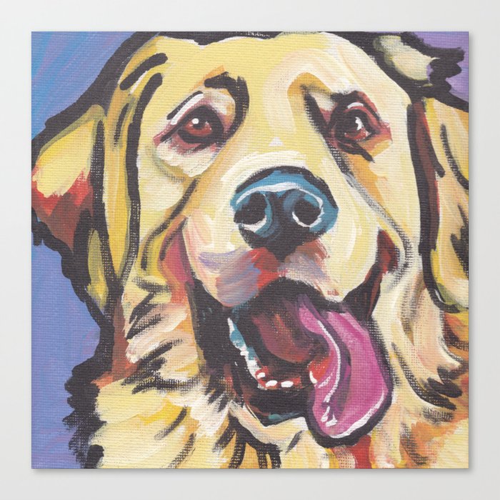 Fun Golden Retriever Dog Bright Colorful Pop Art Canvas Print By