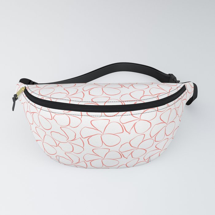 Sweet Frangipani - Living Coral on White Fanny Pack