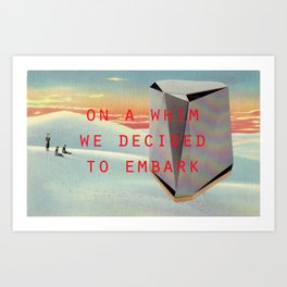 On a whim we decided to embark (Coburg Faceted Table and Sunset) Art Print
