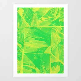 Triangular Rainbow Abstract Collage Green and  Yellow Version Art Print