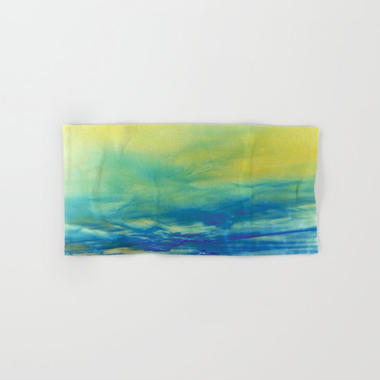 YELLOW & BLUE TOUCHING #1 #abstract #art #society6 Hand & Bath Towel
