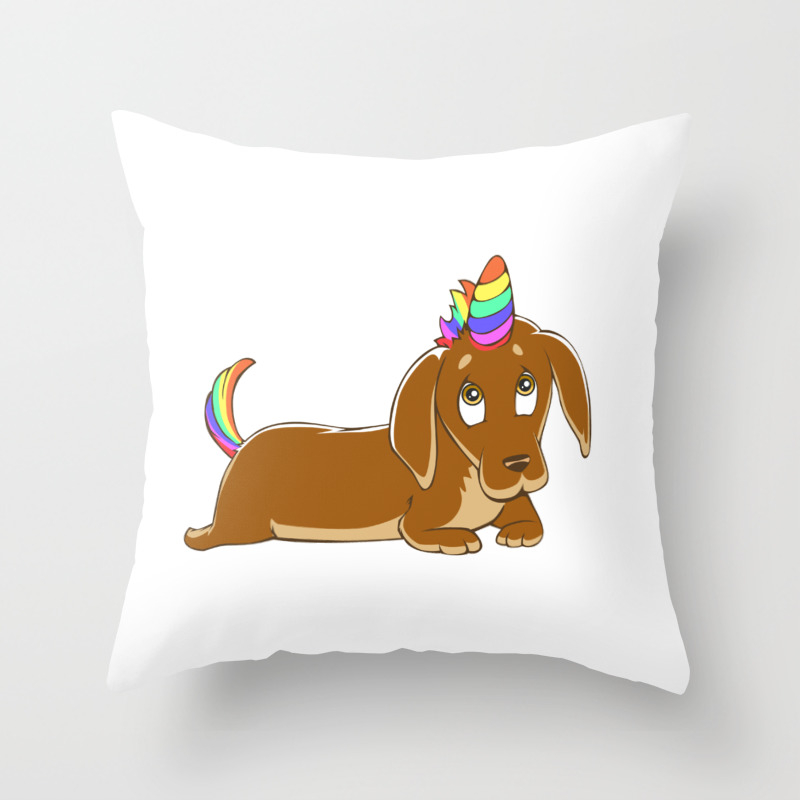 Weinercorn Unicorn Weiner Dog Dachshund Throw Pillow By Griffs Art