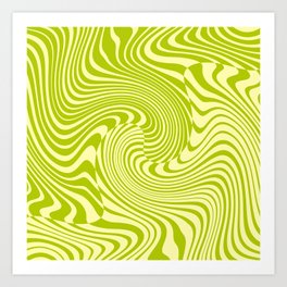 Retro Liquid Swirl Abstract Pattern 70s Green Groovy Spiral Art Print