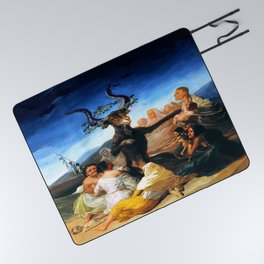 Francisco Goya (Spanish 1746-1828) - Title: Witches' Sabbath - Original Title: El aquelarre - Date: 1798 - Style: Romanticism / Tenebrism - Genre: Gothic, Religious - Media: Oil on canvas - Digitally Enhanced Version (1800 dpi) - Picnic Blanket
