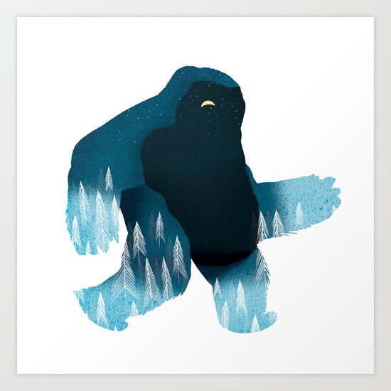 Yeti at Night Art Print