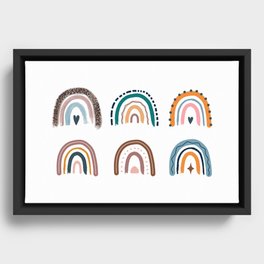 Scandinavian minimalist rainbows Framed Canvas