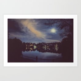 Hampstead Heath Lake at Night Art Print