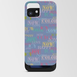 Enjoy The Colors - Colorful typography modern abstract pattern on Serenity Blue background  iPhone Card Case