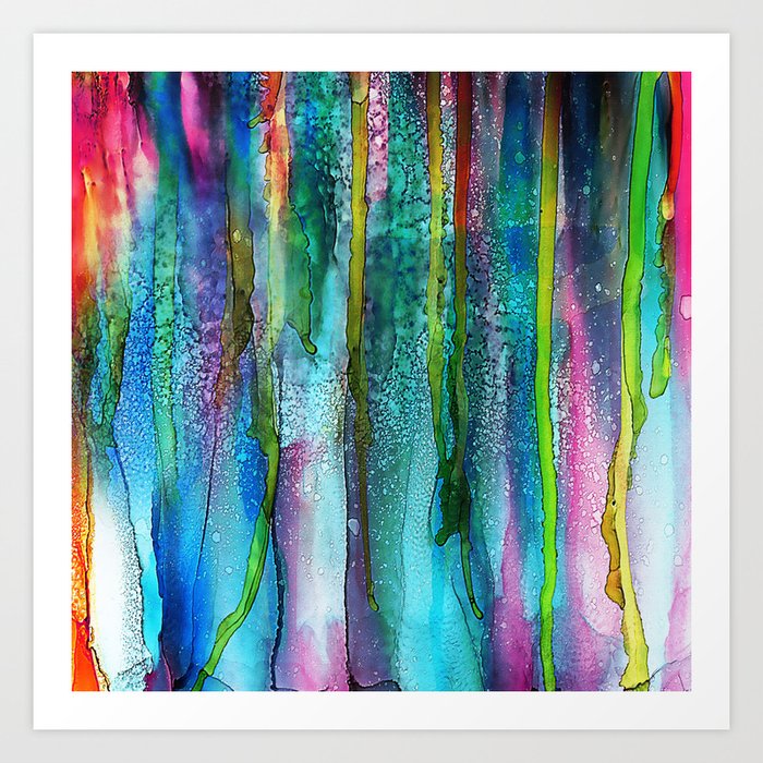 Rainbow Rain Alcohol Ink Painting Art Print By Klaraacel Society6 Rainbow Rain Alcohol Ink Painting Art Print By Klaraacel Society6