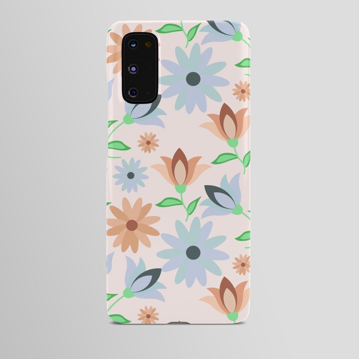 Cute flower elements semless pattern on linen color background! Android Case