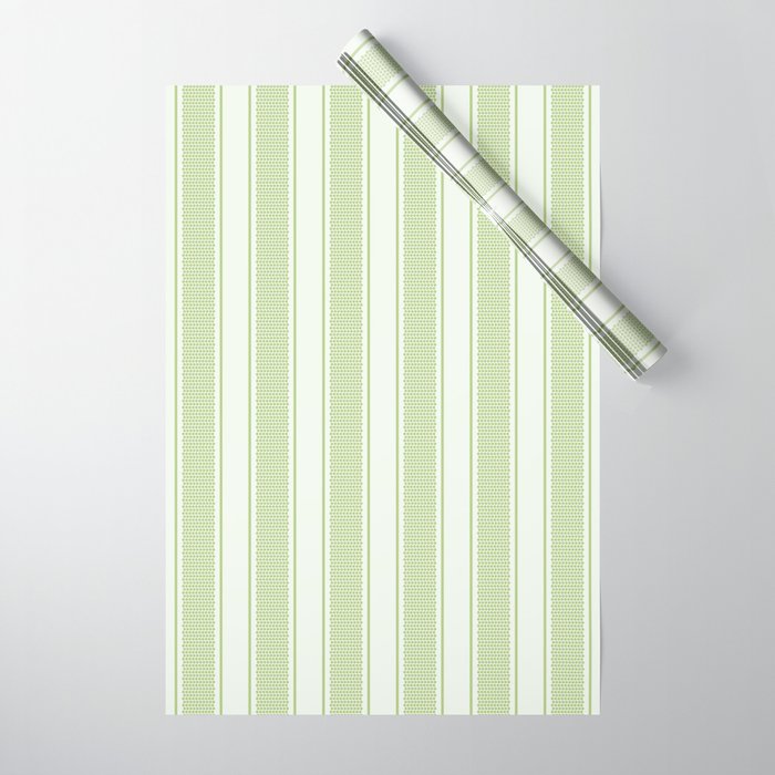 Vintage Striped Wallpaper Design With Dots In Pastel Green