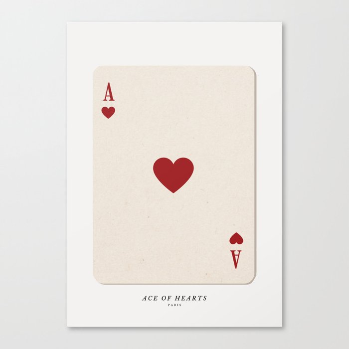 Ace of Hearts Playing Card Art Print Trendy Canvas Print