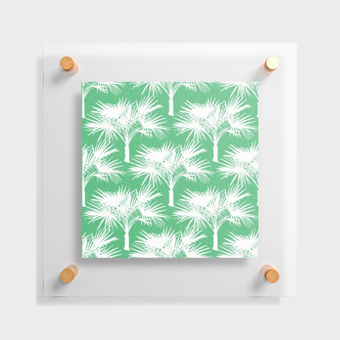 Retro 70’s Palm Trees White on Green Floating Acrylic Print