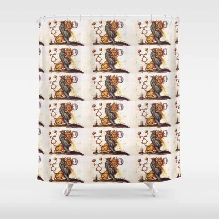 Sun and Moon Lions Pattern Shower Curtain