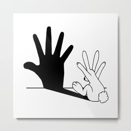 Rabbit Hand Shadow Metal Print