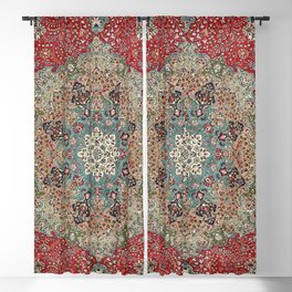 Antique Red Blue Black Persian Carpet Print Blackout Curtain