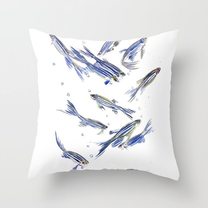 Fish Art Danio Zebra Fish Gray Blue Aquatic Beach Home Decor