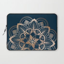 Lotus metal mandala on blue Laptop Sleeve