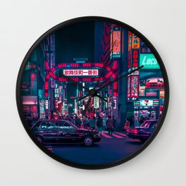 Cyberpunk Tokyo Street Wall Clock