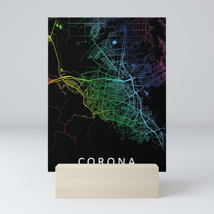 Corona Ca Usa City Map Rainbow City Map Art Print Mini Art Print