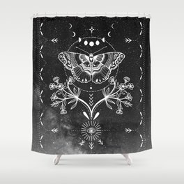 Magical Moth Black Shower Curtain