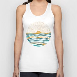 The Sun and The Sea - Gold and Teal Unisex Tank Top