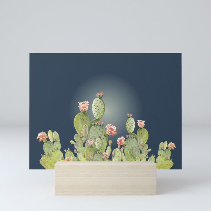 In The Moonlight - Cactus Mini Art Print