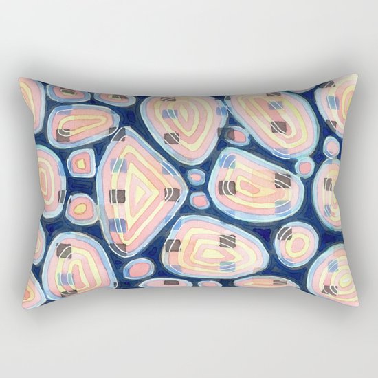 Woven Squares and Round Shapes Pattern Rectangular Pillow