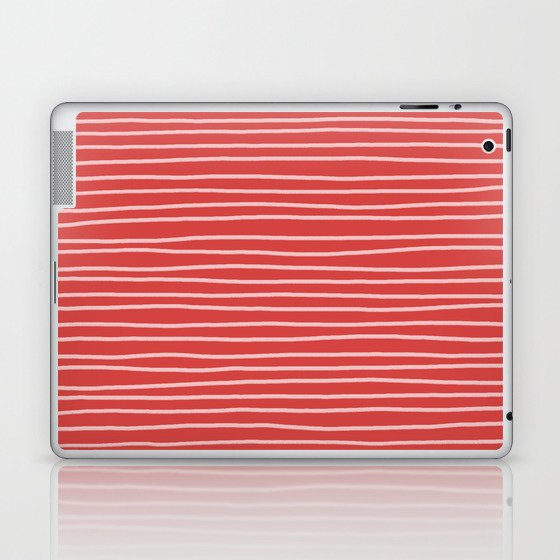 Coral Red Pinstripes Laptop & iPad Skin