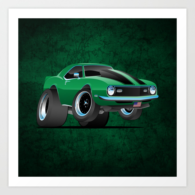Classic American Muscle Car Cartoon Art Print By Hobrath Society6