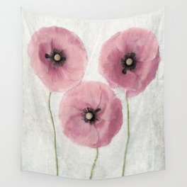 Pink Vintage Poppies II Wall Tapestry