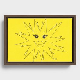 Happy Sun - Black Ink Framed Canvas