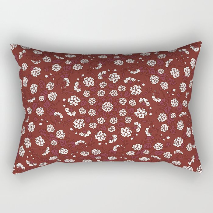 Red Floral Expression Rectangular Pillow