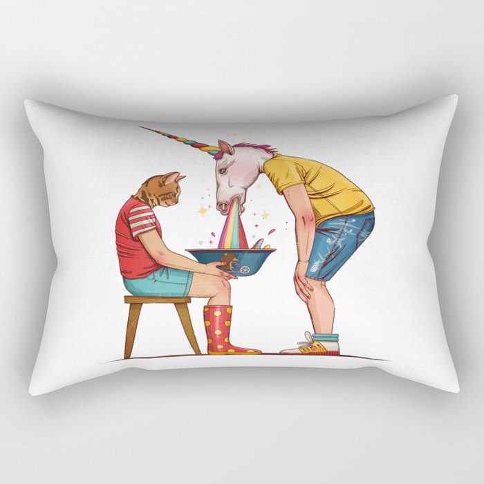 Unicorn and the cat Rectangular Pillow