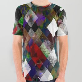 geometric pixel square pattern abstract background in red blue green All Over Graphic Tee