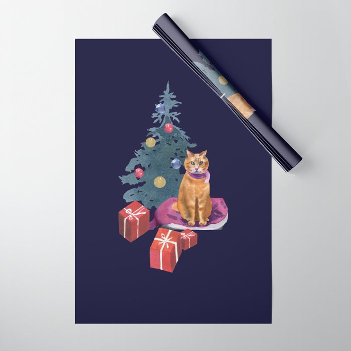 Christmas With A Cat Wrapping Paper By Irinareznikova Society6